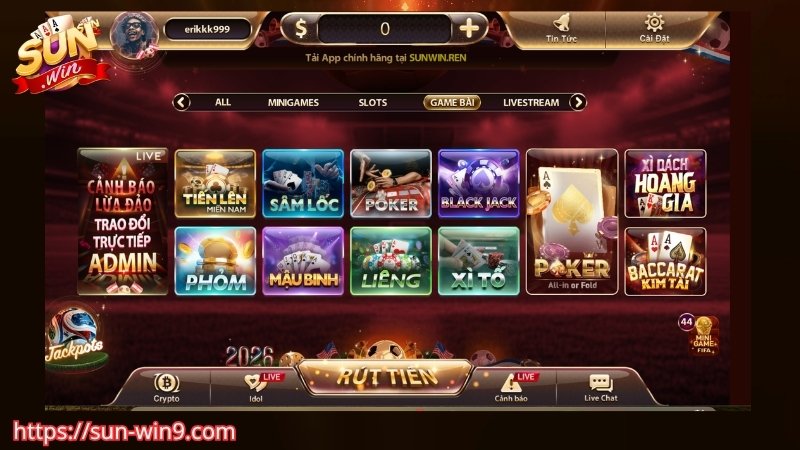 Các trò chơi bài cực hot tại sảnh game bài Sunwin
