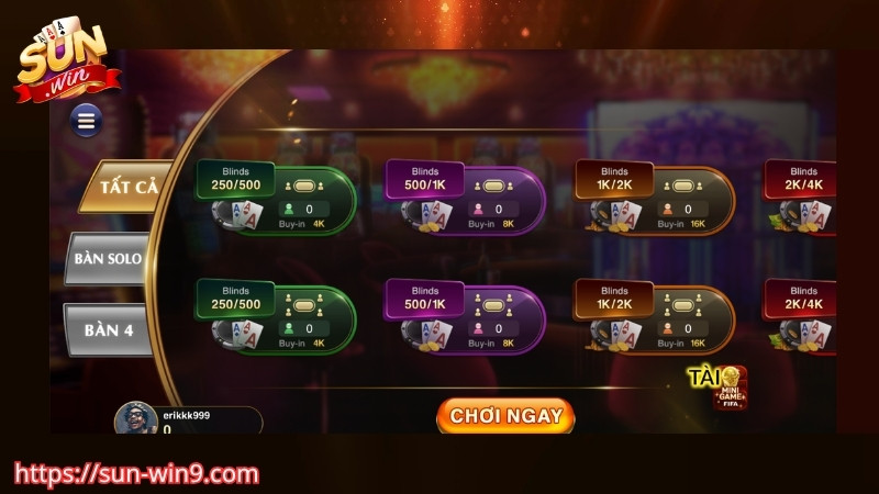 Hướng dẫn tham gia game bài Sunwin